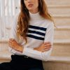 Womenm Aspiga Knitwear | Striped Slim Fit Polo Neck