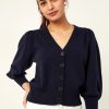 Womenm Aspiga Knitwear | Merino Cashmere V Neck Puff Sleeve Cardigan