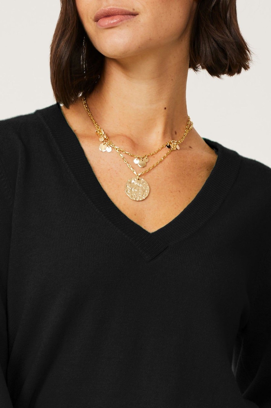 Jewellery Aspiga | Hammered Double Chain Necklace