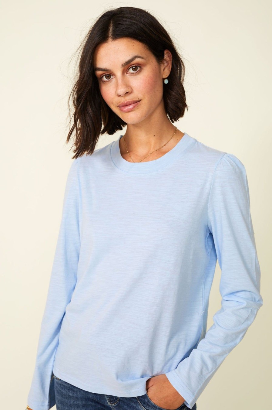 Womenm Aspiga Tops | Long Sleeve Puff Shoulder T-Shirt