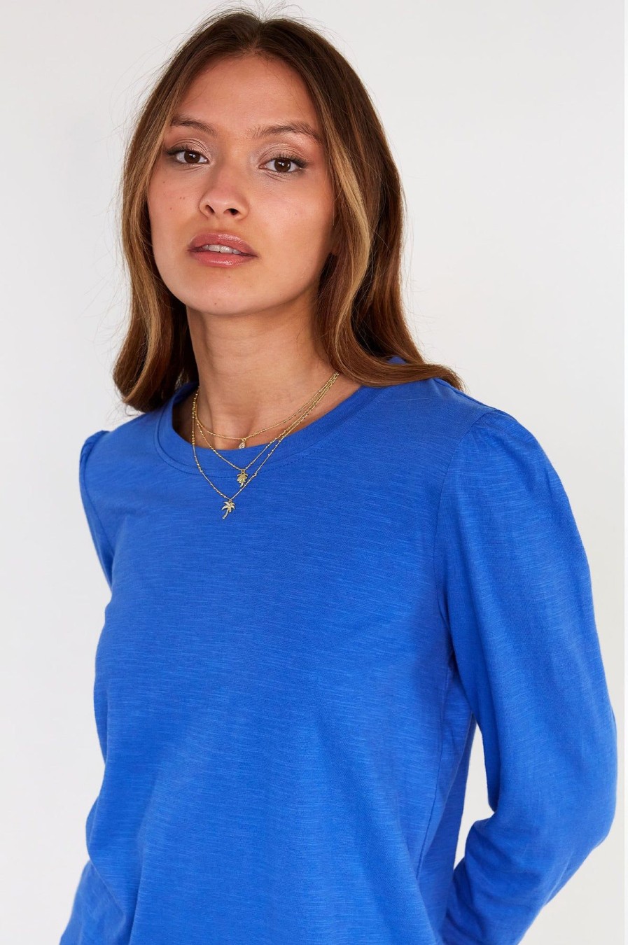 Womenm Aspiga Tops | Long Sleeve Puff Shoulder T-Shirt