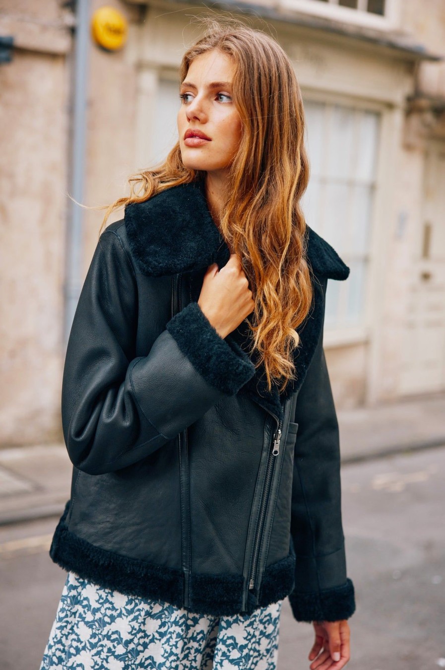 Womenm Aspiga Coats & Jackets | Reversible Shearling Biker Jacket