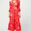 Womenm Aspiga Dresses | Victoria Cotton Sateen V-Neck Printed Dress