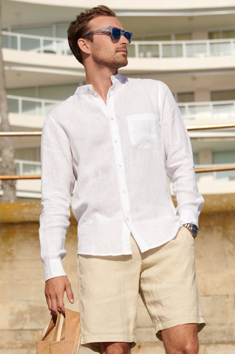 Men Aspiga Shirts | Men'S Nehru Collar Linen Shirt