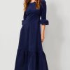 Womenm Aspiga Dresses | Victoria Round Neck 3/4 Sleeve Stretch Corduroy Dress