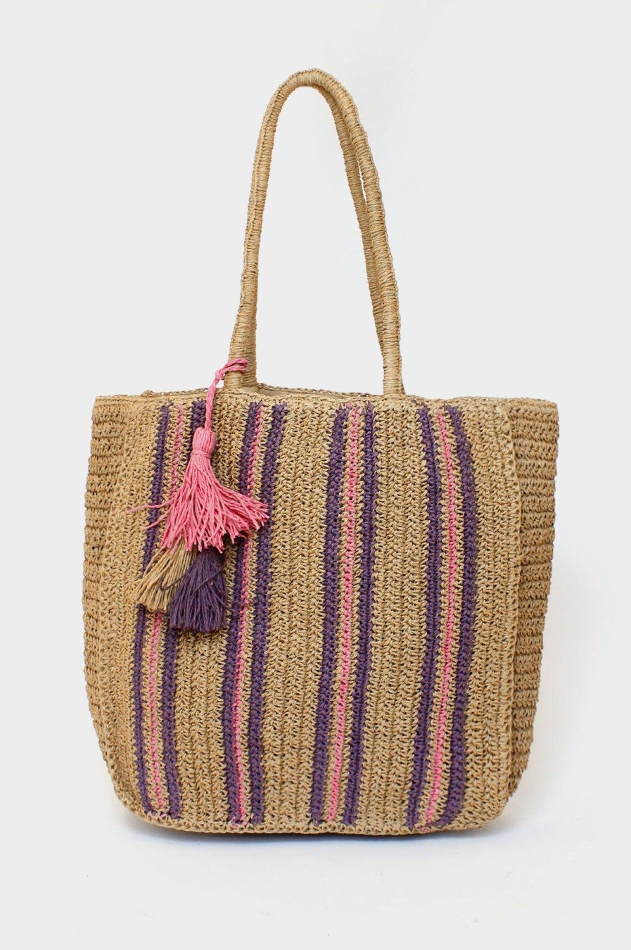 Accessories Aspiga | Raffia Striped Tote Bag