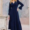 Womenm Aspiga Dresses | Victoria V-Neck Long Sleeve Stretch Corduroy Dress