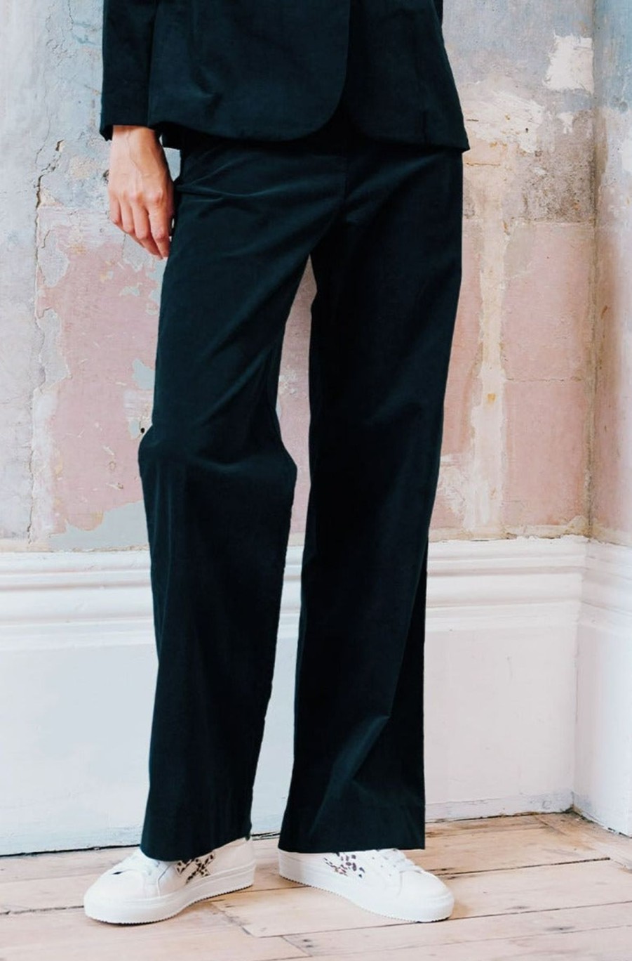 Womenm Aspiga Trousers | Straight Leg Cotton Stretch Velvet Trouser