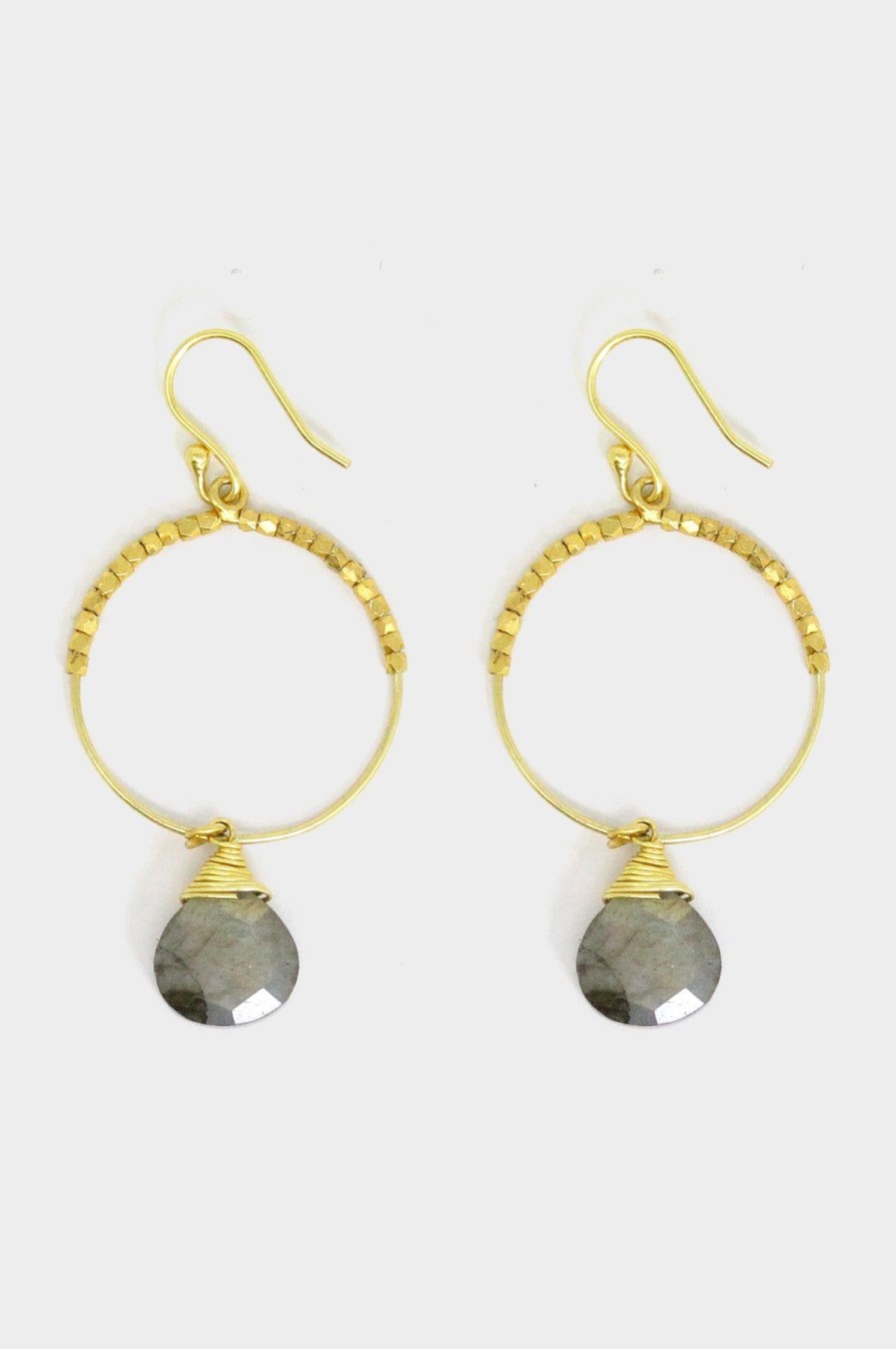 Jewellery Aspiga | Grey Stone Hoop Earrings