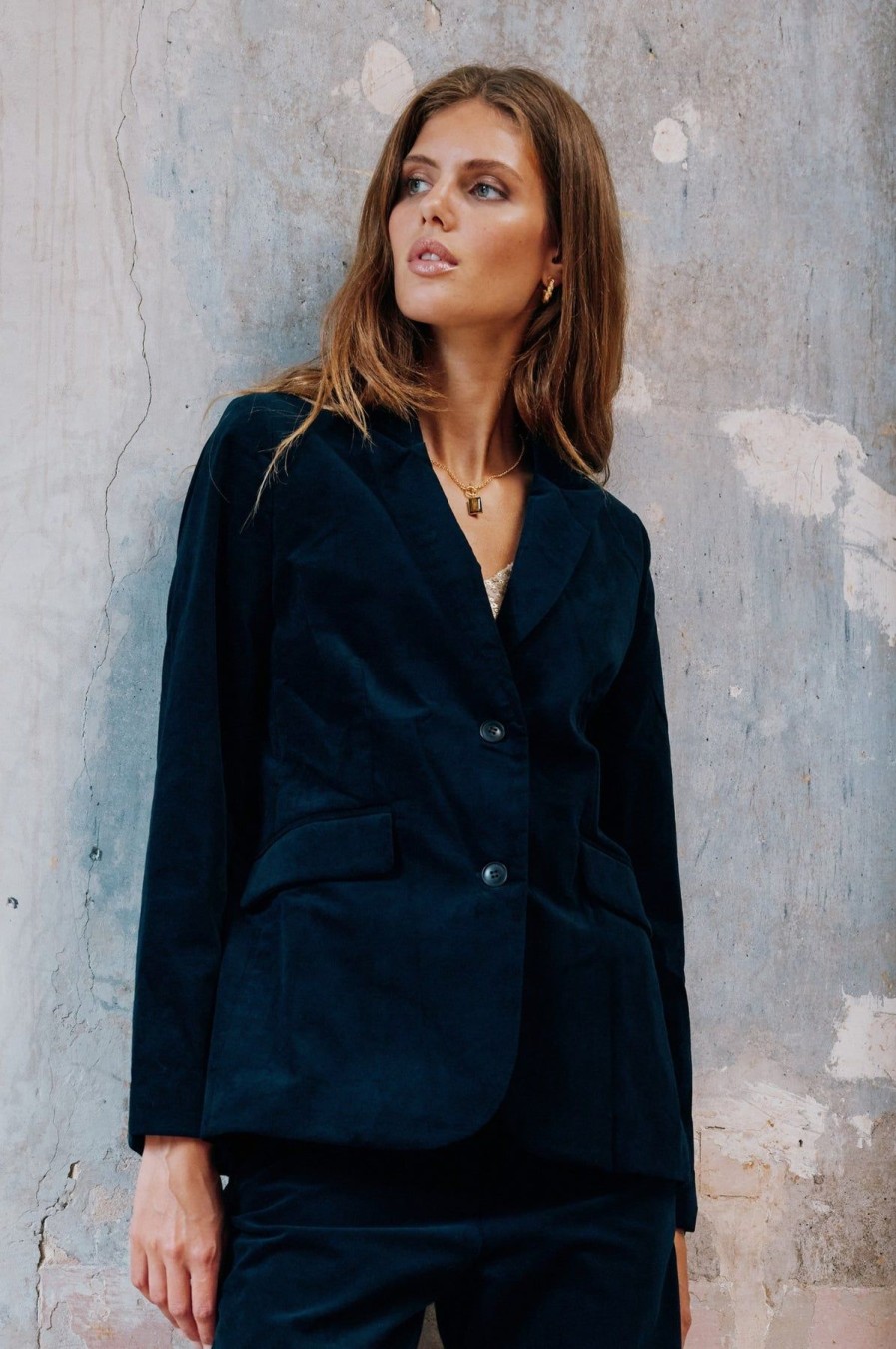 Womenm Aspiga Coats & Jackets | Single Breasted Cotton Stretch Velvet Jacket