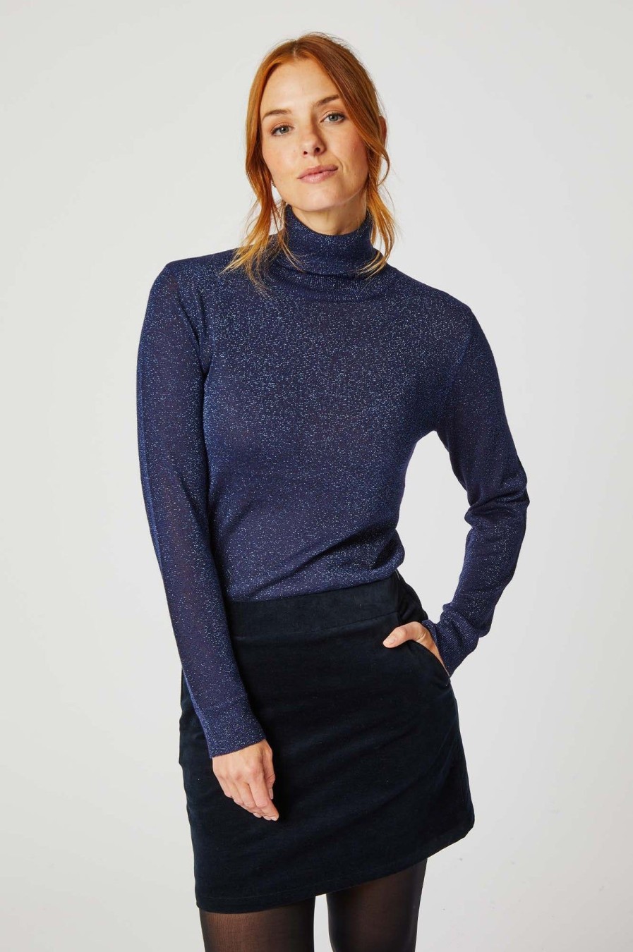 Womenm Aspiga Tops | Lurex Knitted Polo