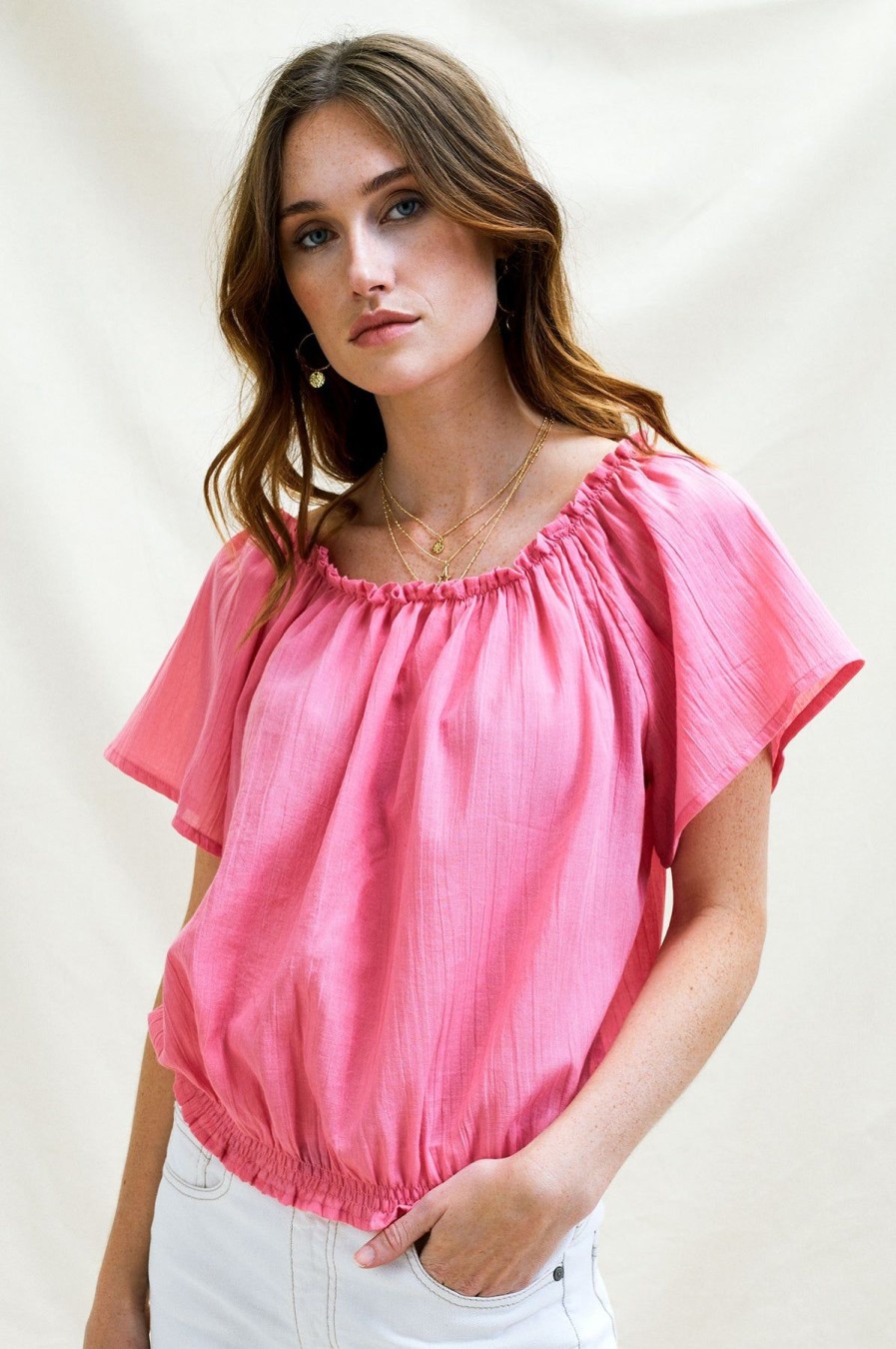 Womenm Aspiga Tops | Ilana Frill Gauze Top