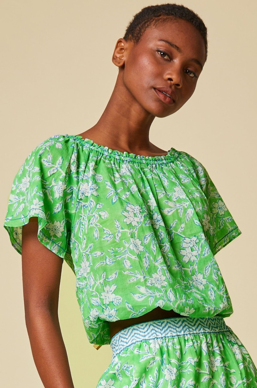 Womenm Aspiga Tops | Ilana Block Print Organic Cotton Top