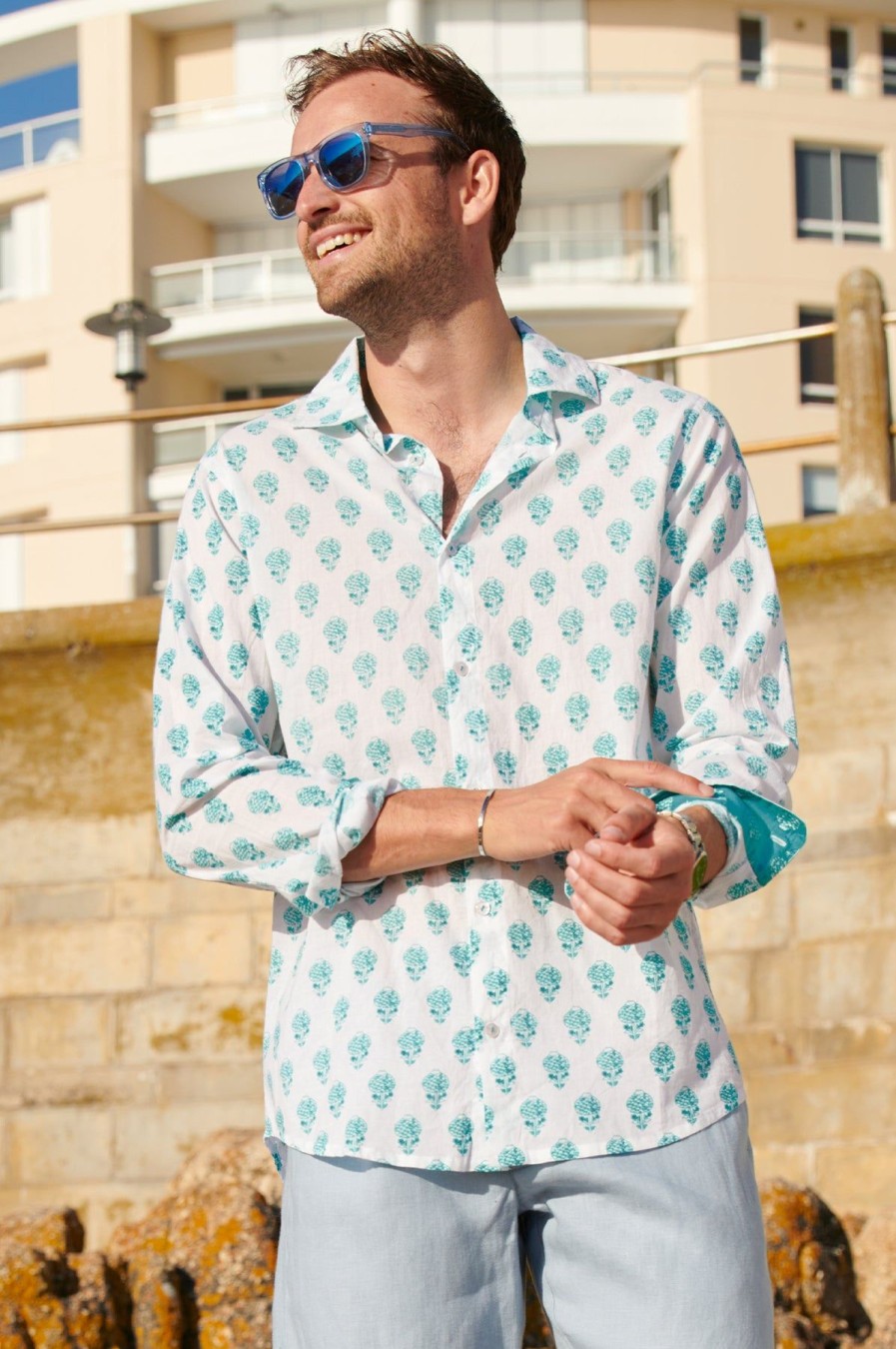 Men Aspiga Shirts | Men'S Printed Cotton Shirt