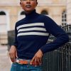 Womenm Aspiga Knitwear | Striped Slim Fit Polo Neck