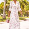 Womenm Aspiga Dresses | Victoria Cotton Sateen V-Neck Printed Dress