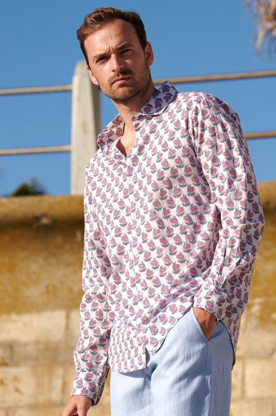 Men Aspiga Shirts | Men'S Printed Cotton Shirt