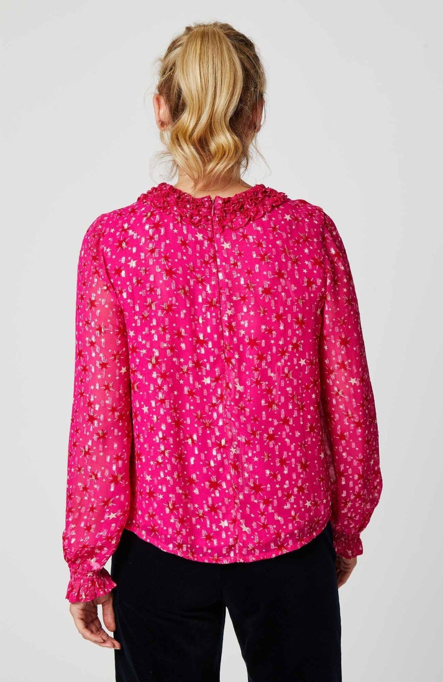 Womenm Aspiga Tops | Stella Printed Metallic Blouse