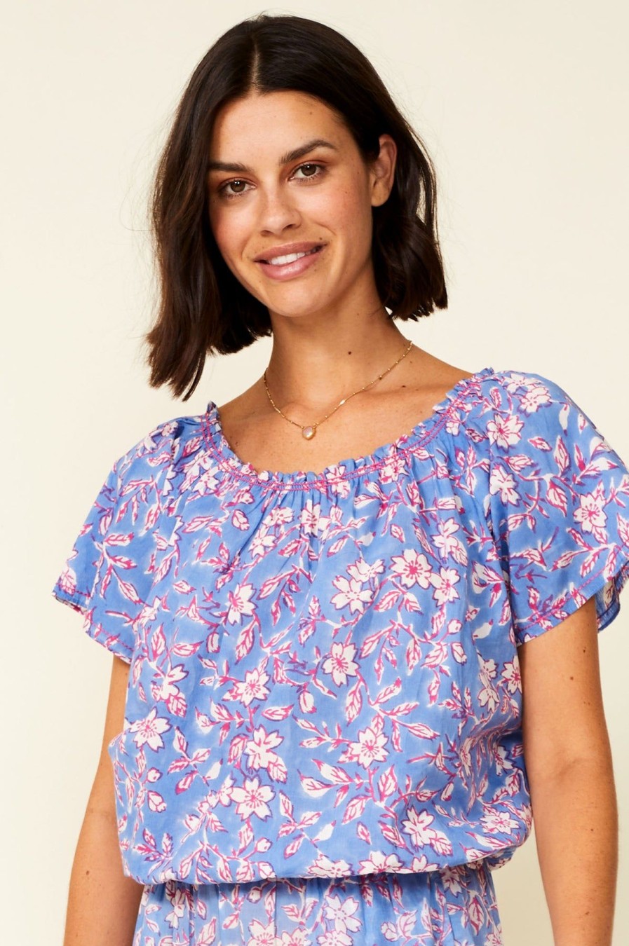 Womenm Aspiga Tops | Ilana Block Print Organic Cotton Top