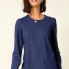 Womenm Aspiga Tops | Long Sleeve Puff Shoulder T-Shirt